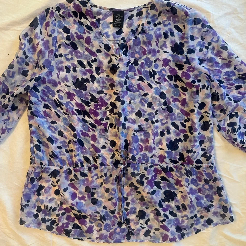 Faded Glory Multicolor Floral Button-Front Blouse - Picture 3 of 6